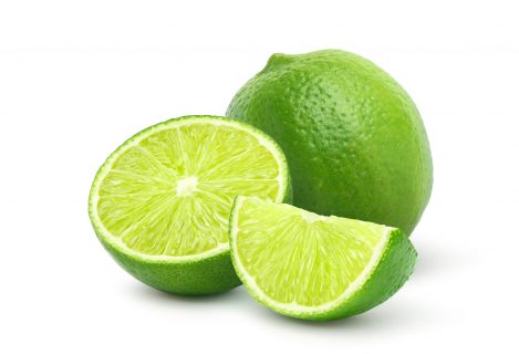 Fresh,Lime,With,Cut,In,Half,And,Sliced,Isolated,On