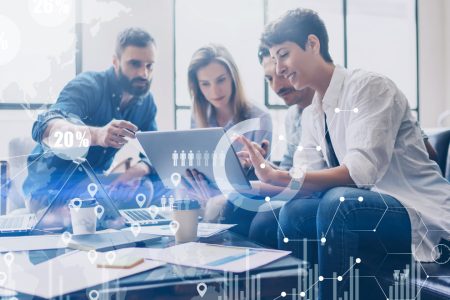 Concept,Of,Digital,Diagram,graph,Interfaces,virtual,Screen,connections,Icon,On,Blurred,Background.coworking