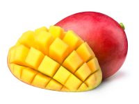 Mango,With,Half,Sliced,To,Cubes,Isolated,On,White,Background,